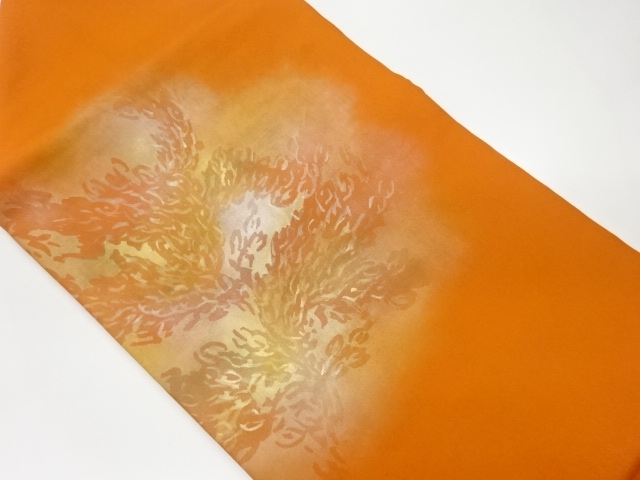 リサイクル　塩瀬金彩手描き抽象模様名古屋帯